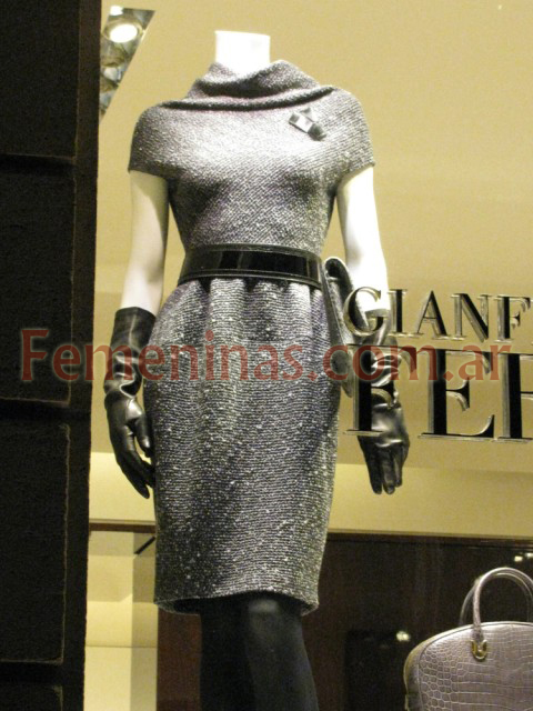 GianfrancoFerre vestidotejido gris cuello volcado